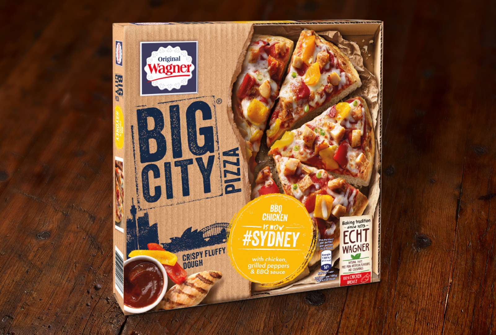 Wagner Big City Pizza Sydney barbecue chicken packaging.